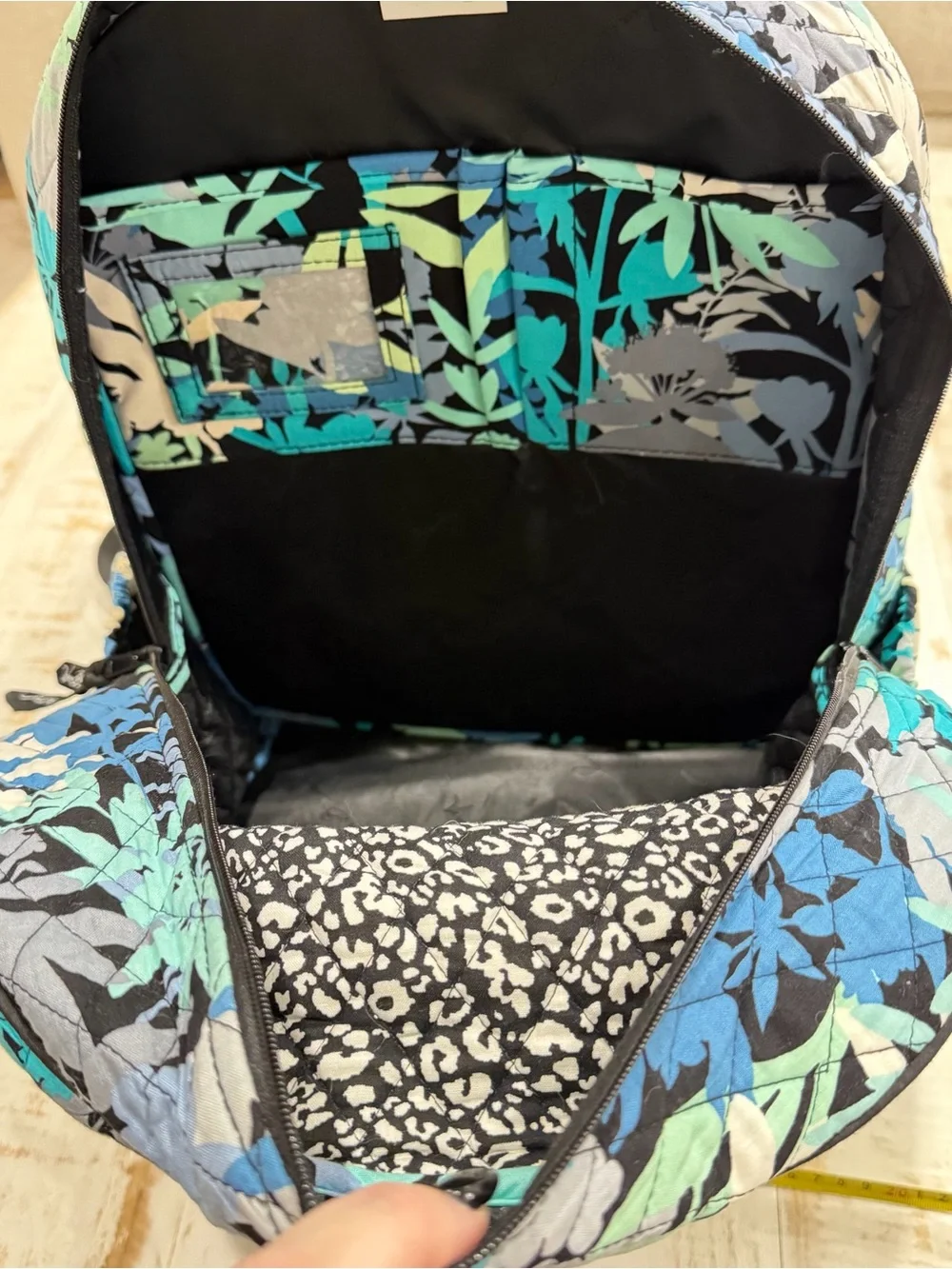 VERA BRADLEY Campus Backpack Retired Camofloral Laptop Green Blue Black Floral